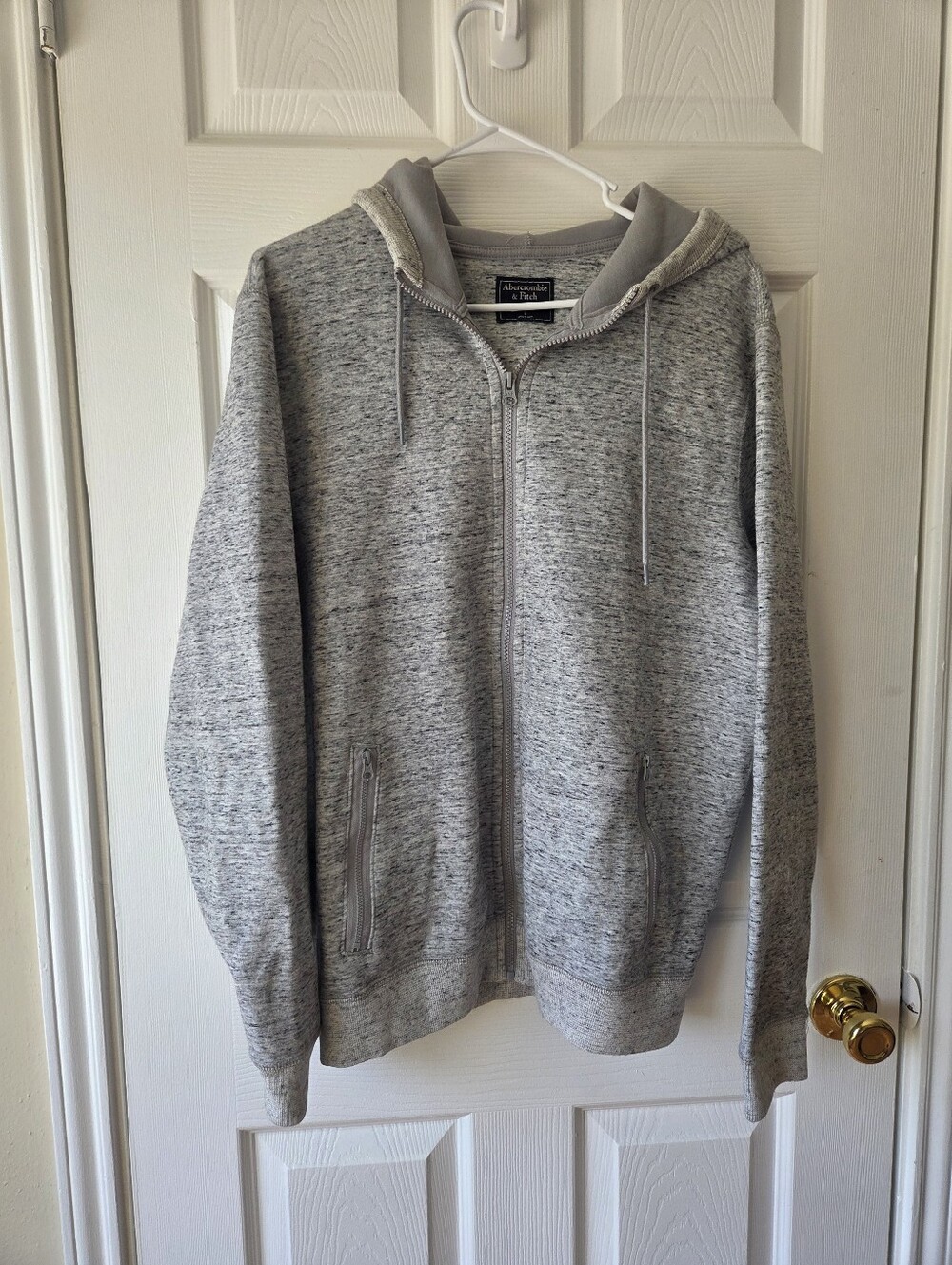 Abercrombie & Fitch Men's Full-Zip Hoodie L Heather Gray Hoodie Classic Basic